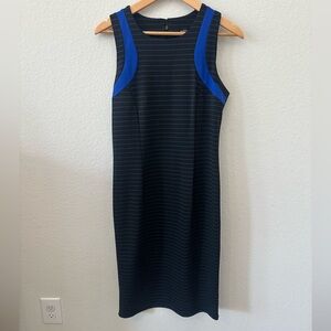 Spense SZ 10 women Black and Blue Striped Midi Dress